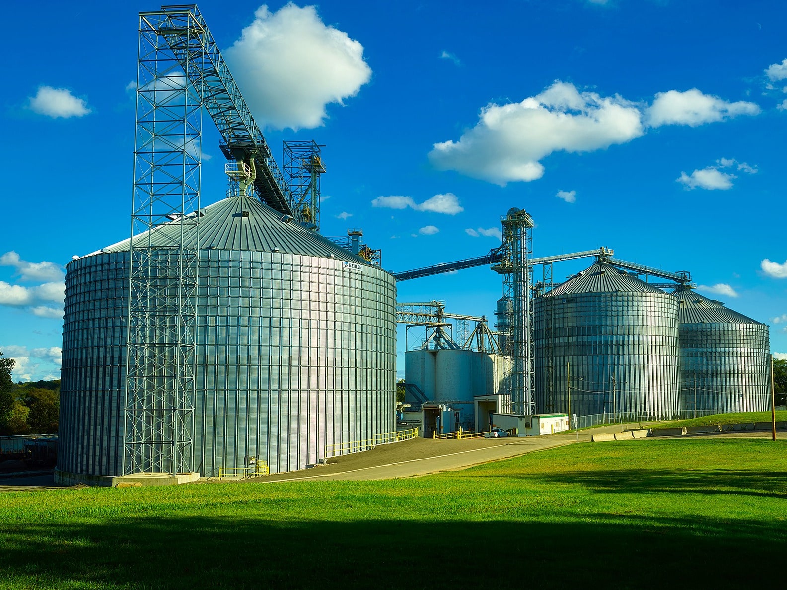 Photo of large grain bins