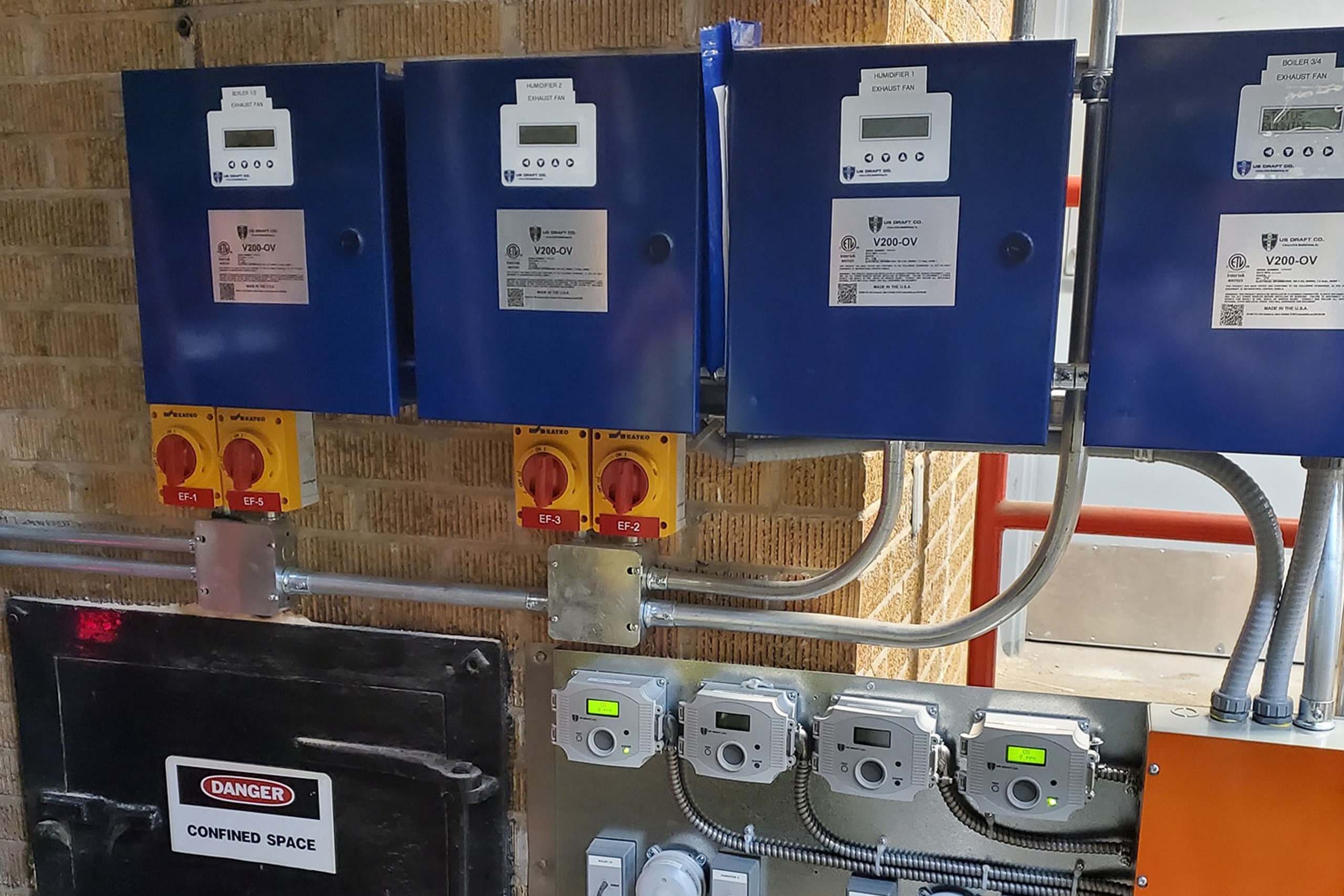 Photo of several environmental control boxes